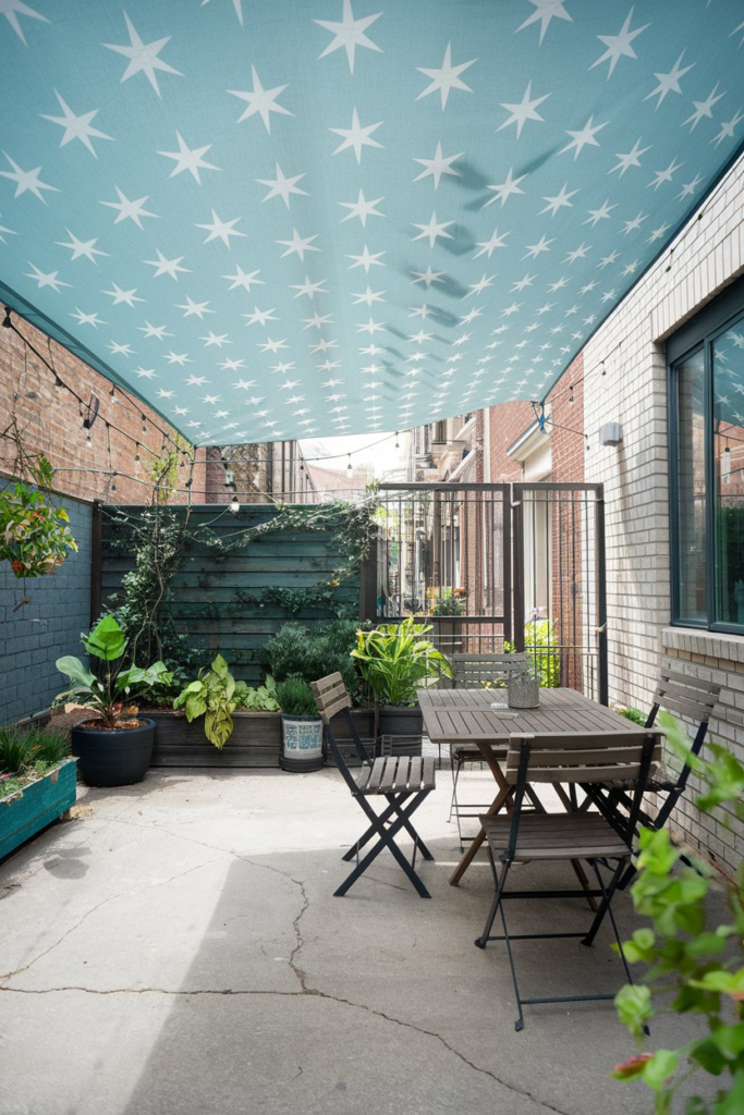 Cozy outdoor rug on patio