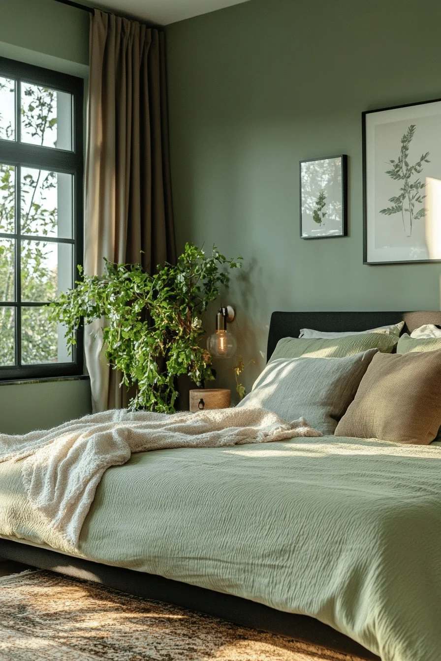 Modern Sage Green Farmhouse Bedroom