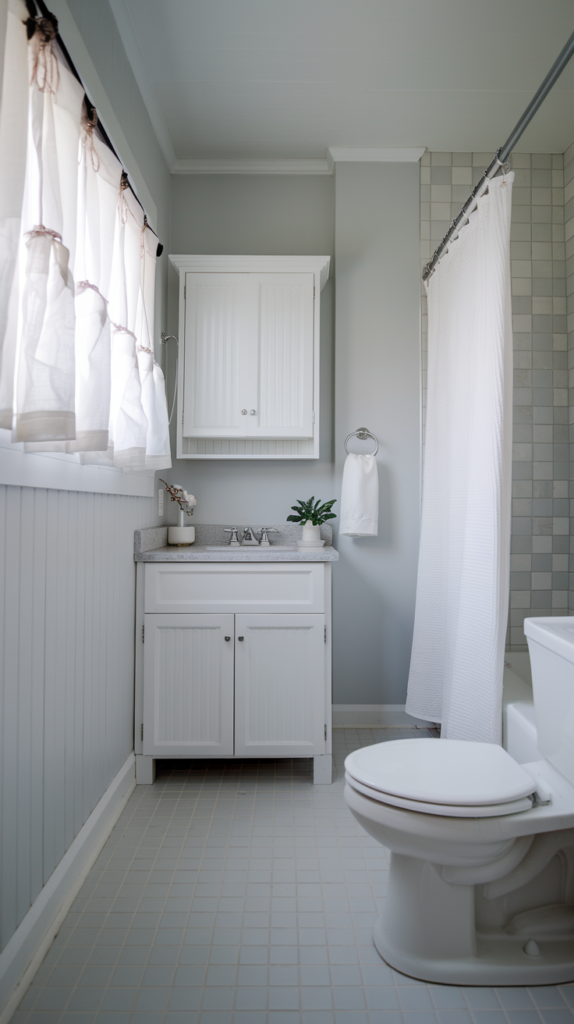 Bathroom with large mirror