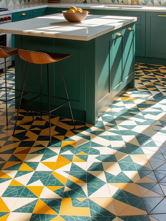 bold geometric kitchen floors