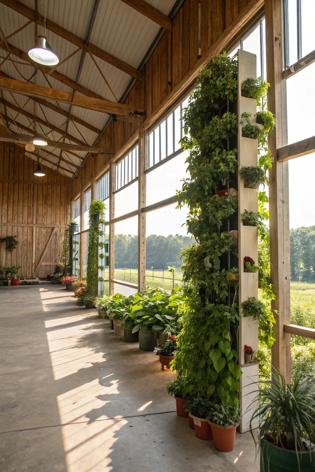 Bring the outdoors inside with a vibrant pole barn garden.