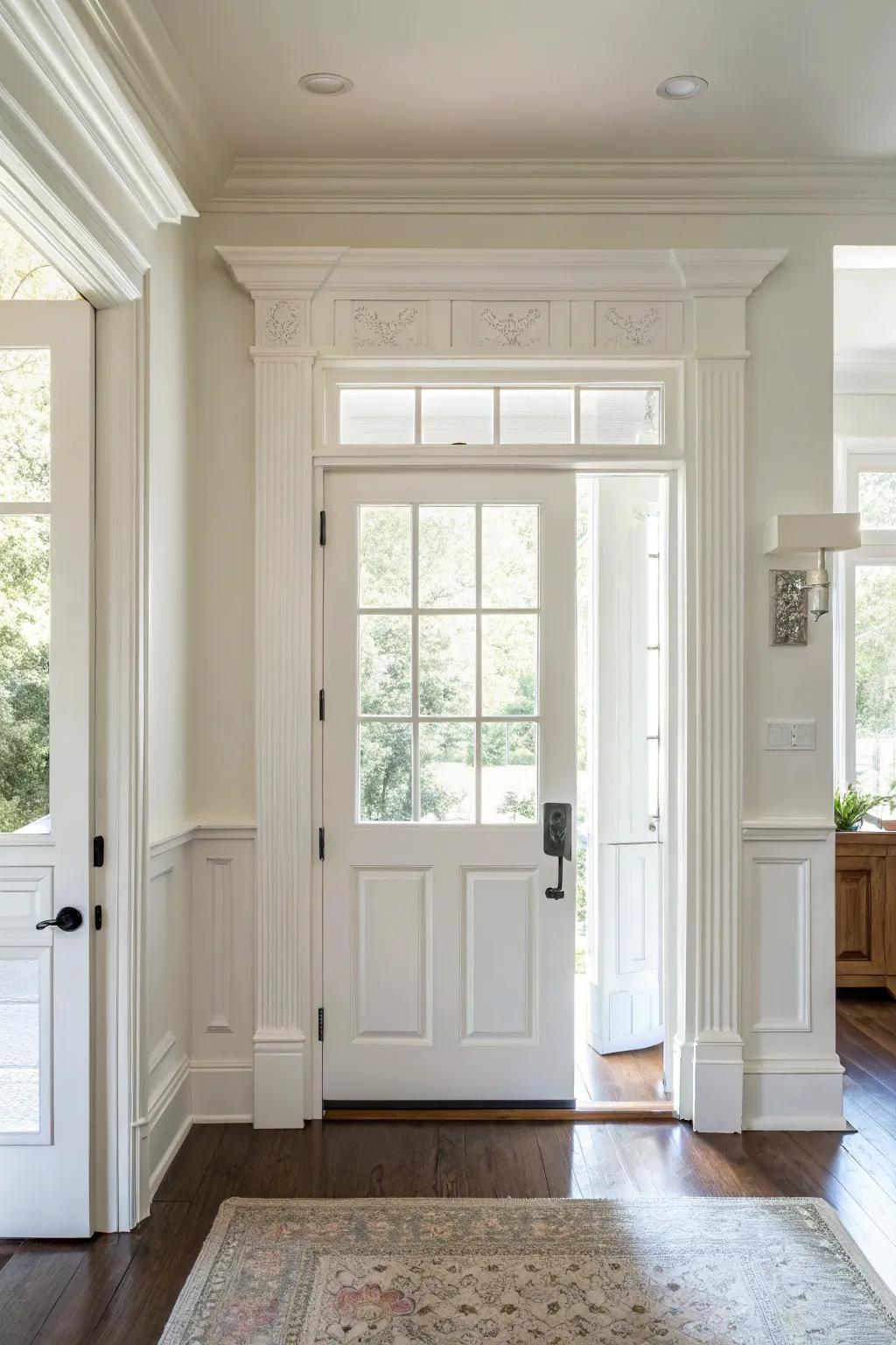 Bright and classic white door trim enhancing a spacious room.