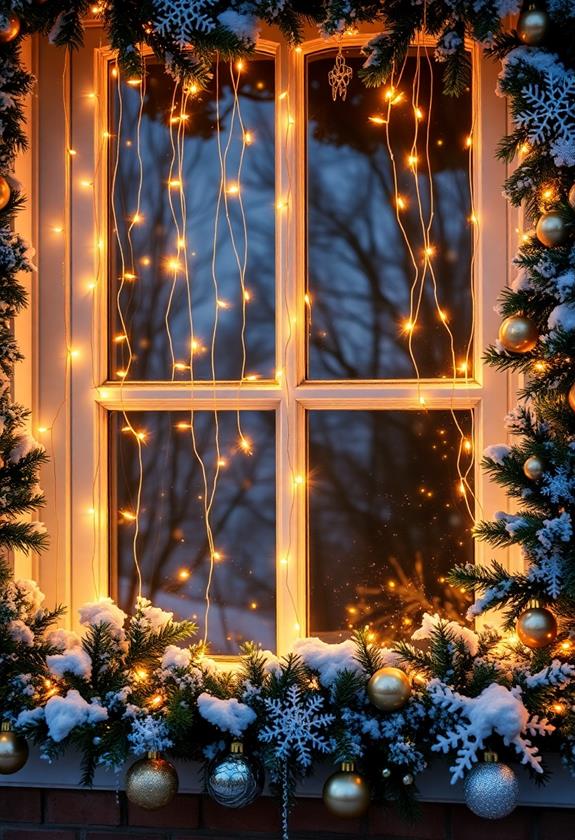 magical glowing fairy lights on window