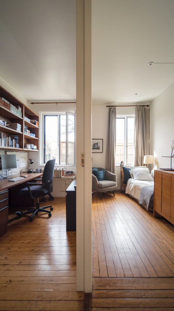 Murphy bed in home office guest room combo