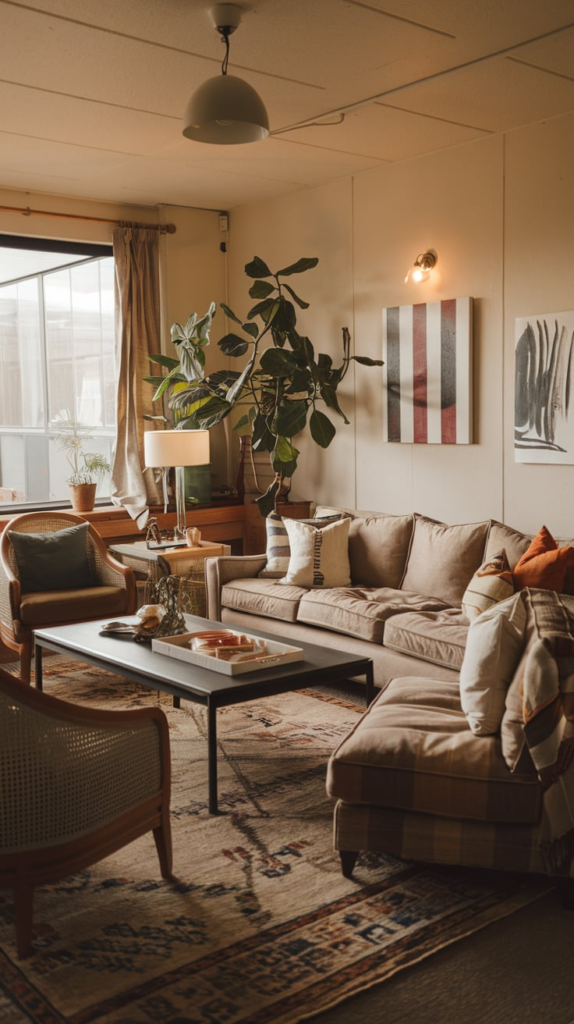 Cozy living room with layered textures