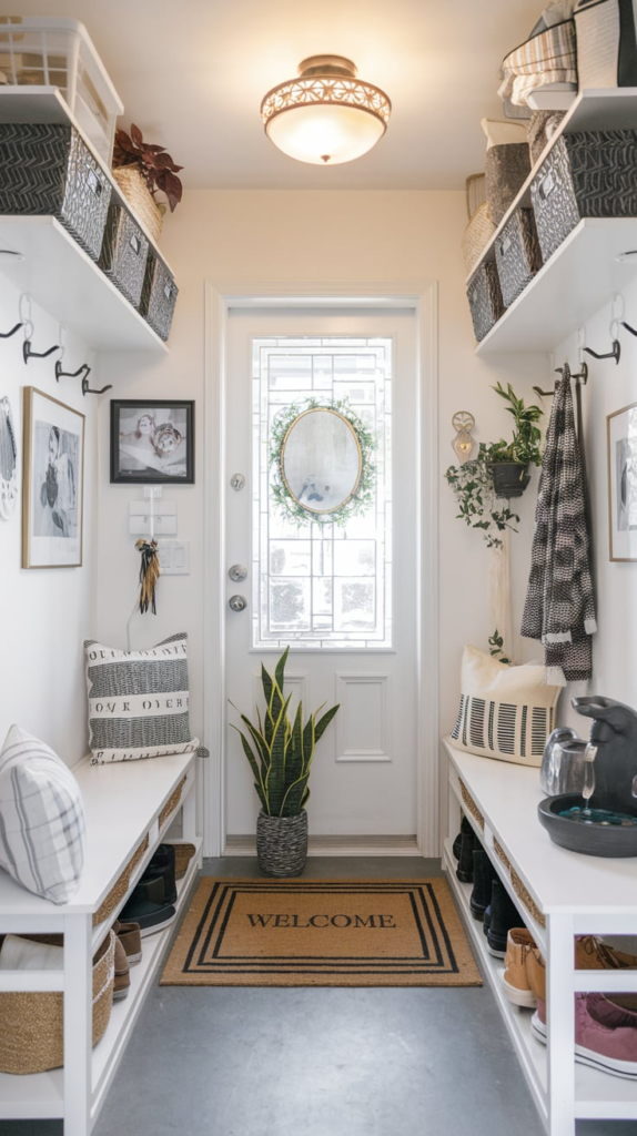Elegant chandelier in entryway