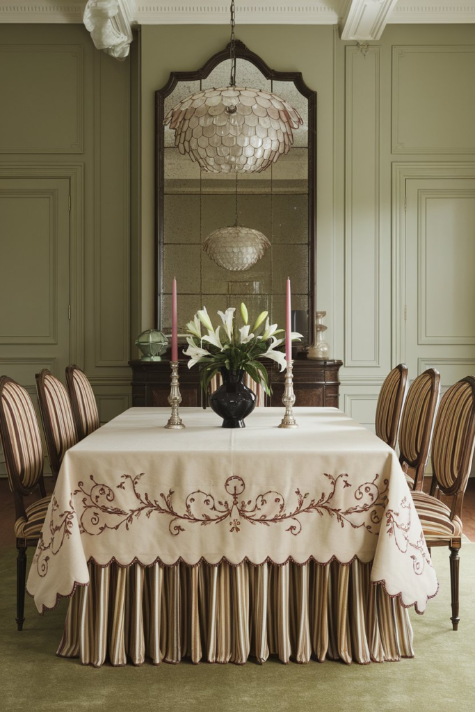 Sage green dining room