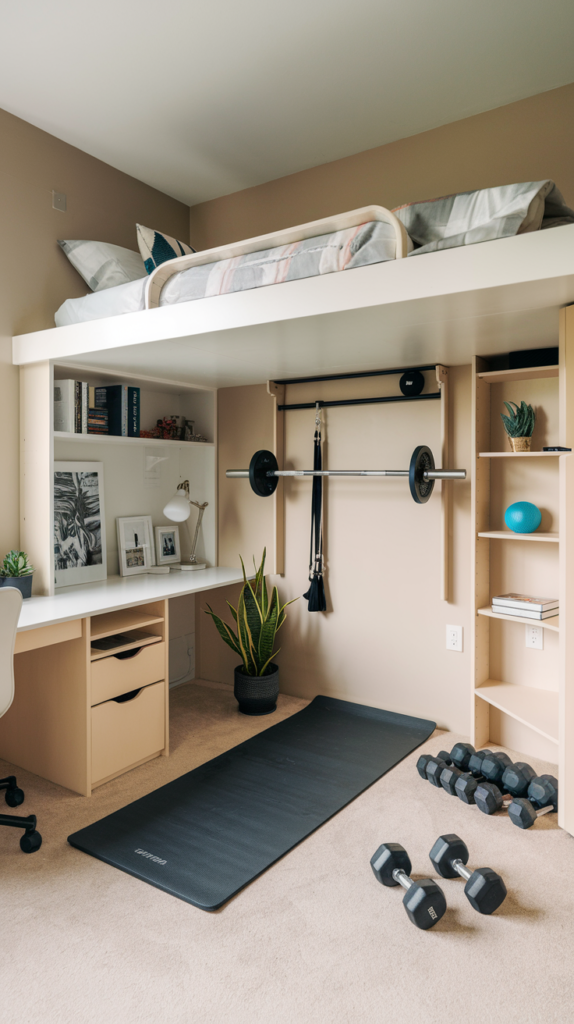 Dual-purpose desk and dumbbell stand