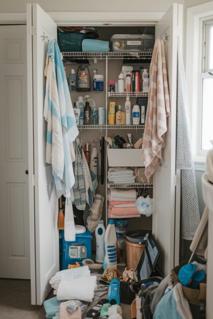 Bathroom closet decluttering