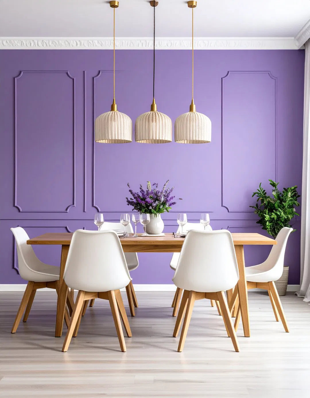 Lavender Accent Wall Dining Room