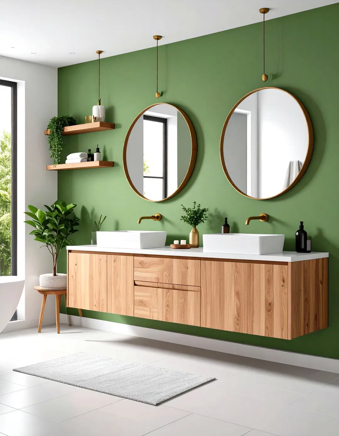 Sage Green Accent Wall Feature - 24 Sage Green Bathroom Ideas