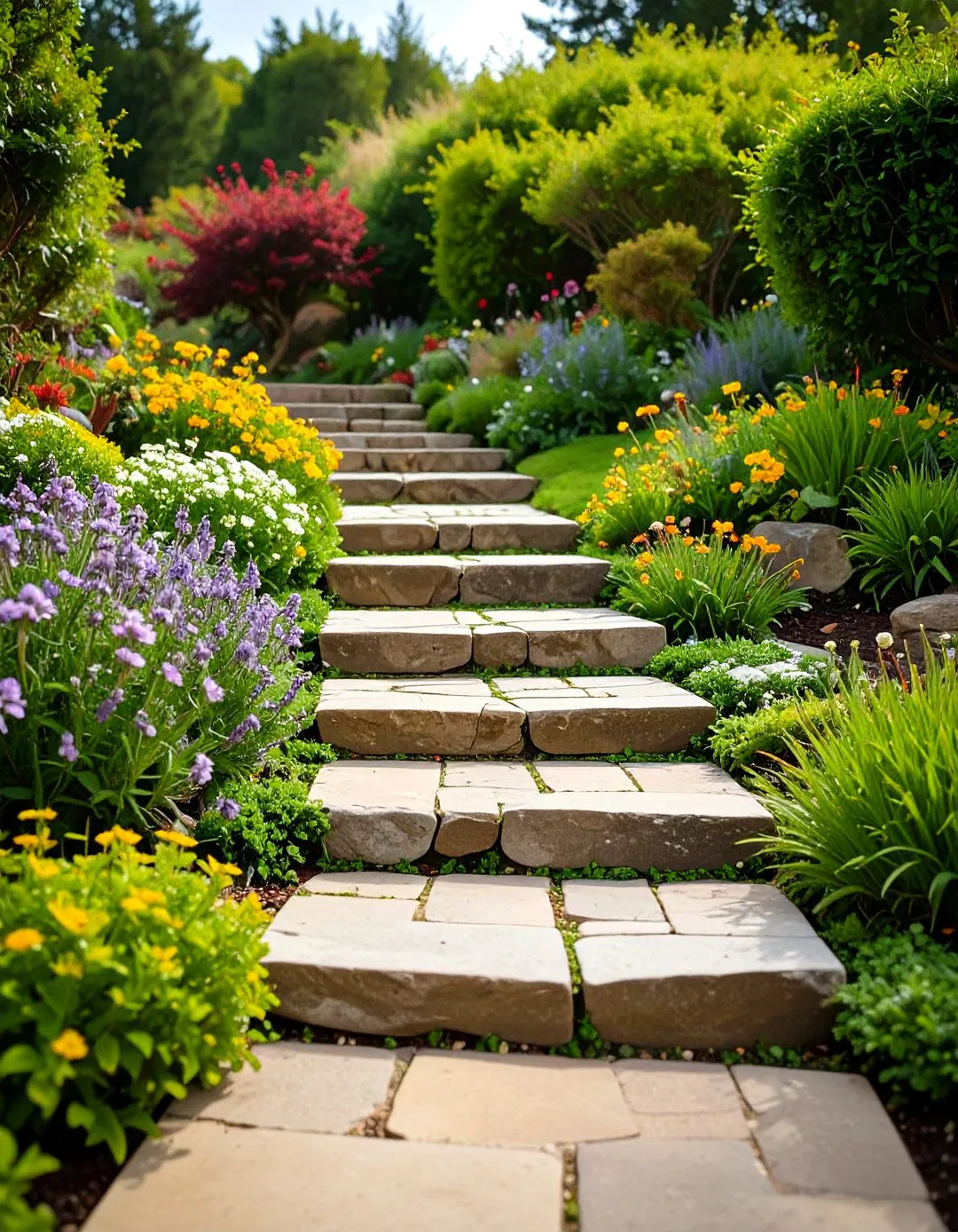 Natural Flagstone Terraced Walkway
