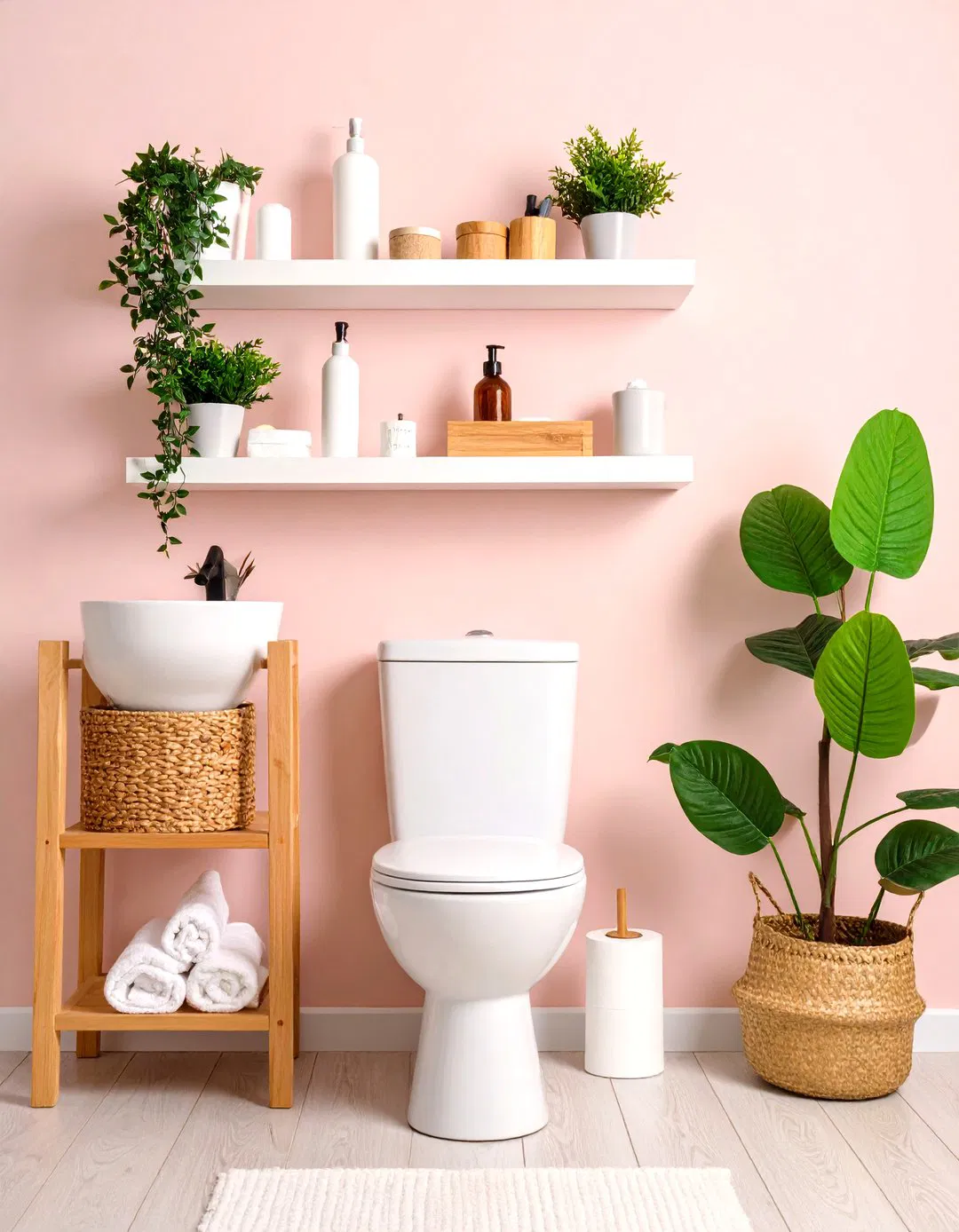 Floating Shelves Above Toilet - Small Bathroom Storage Ideas