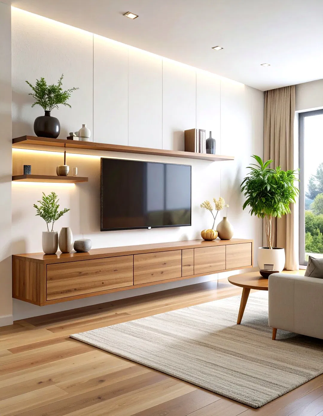 Floating Media Console Design - TV Room Ideas