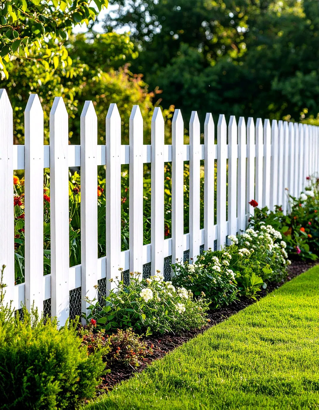 Classic Cedar Picket Fence Enhanced with Hardware Cloth
