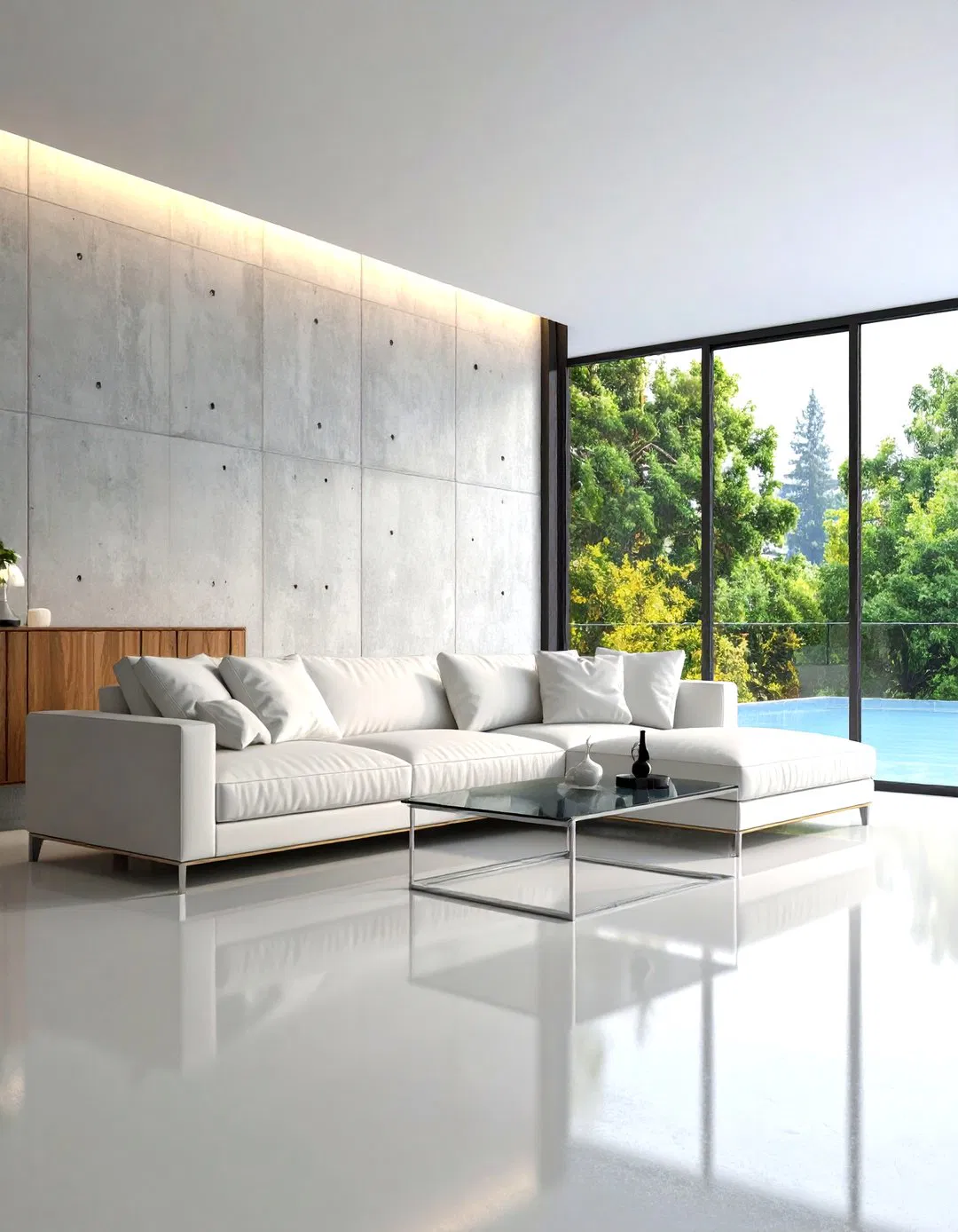 Modern Minimalist White Living Room