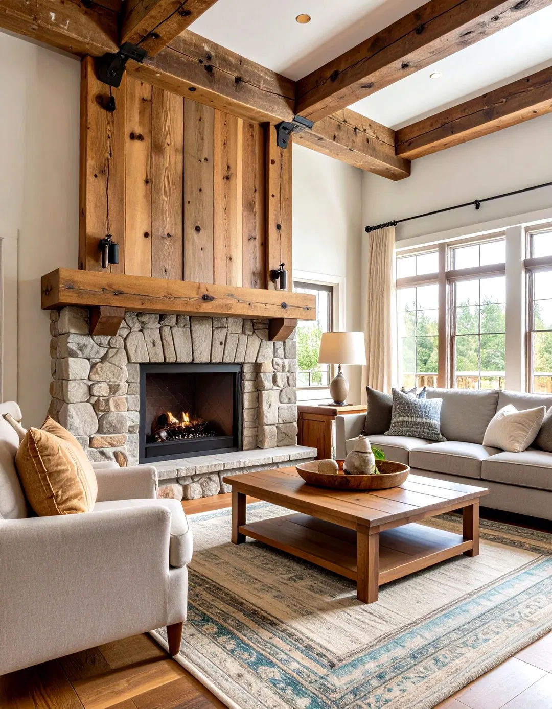 Rustic Hand Hewn Barn Beam Mantel