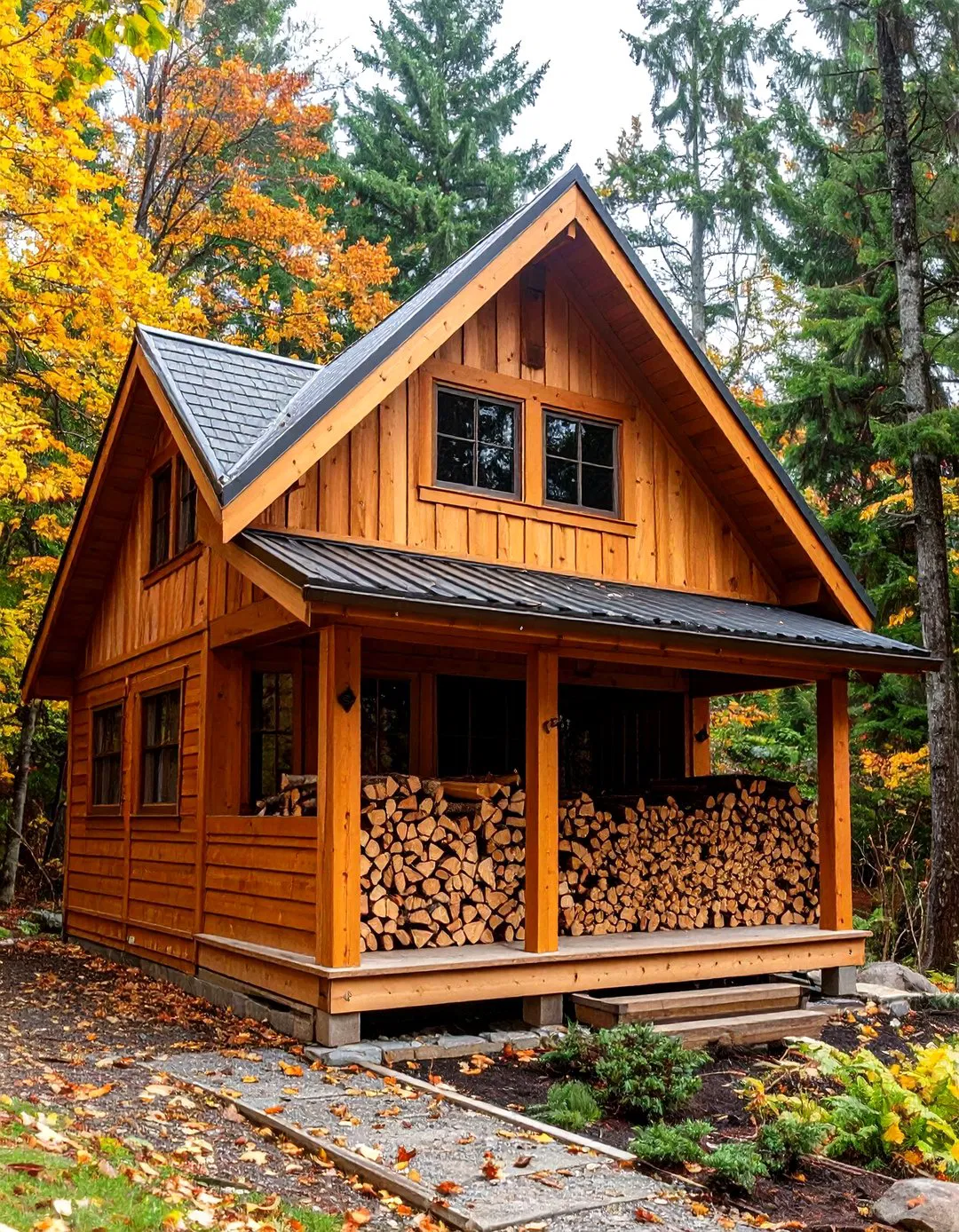Optimized Firewood Storage with Classic Gable Roofs