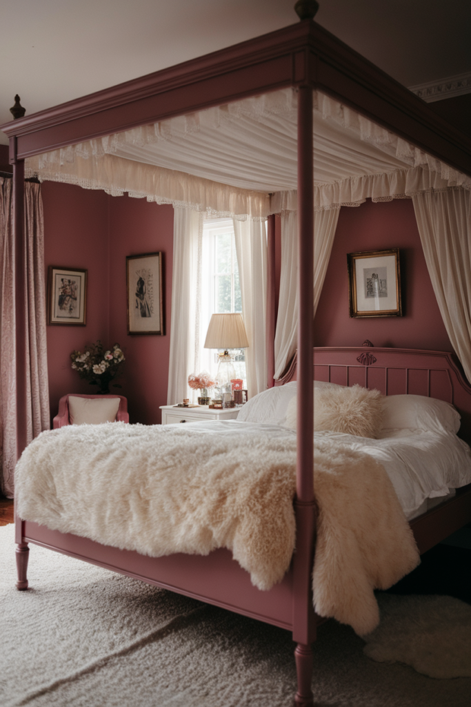 Dusty pink bedroom walls