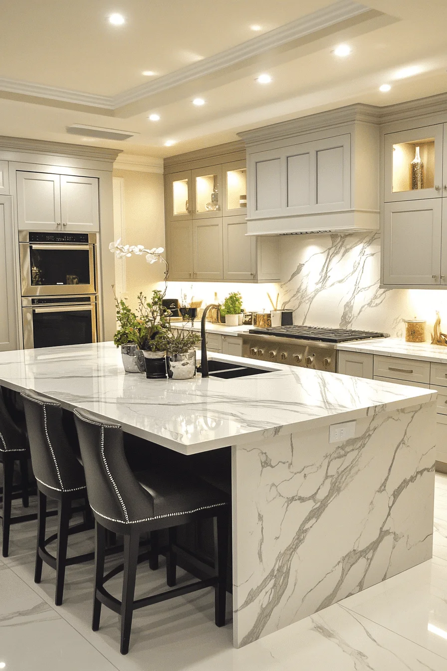 Elegant marble kitchen countertop