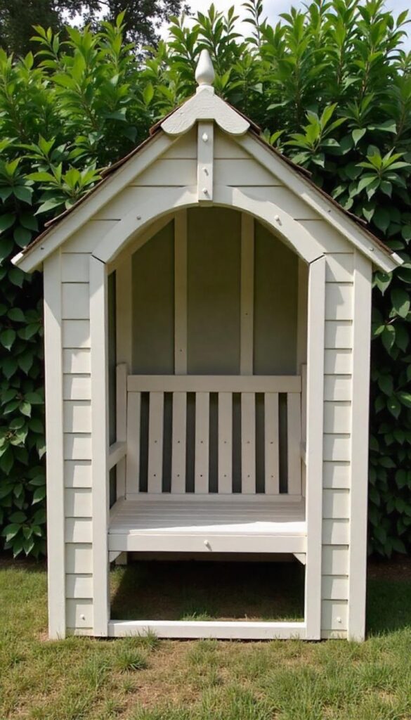 Rustic reading nook in shed