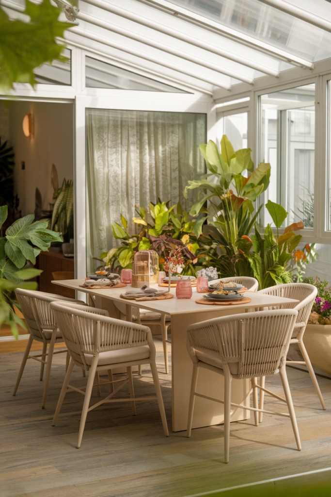 Retro sunroom dining