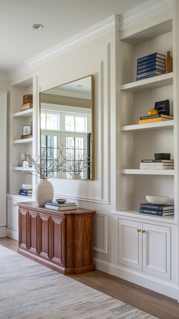 Entryway with statement mirror
