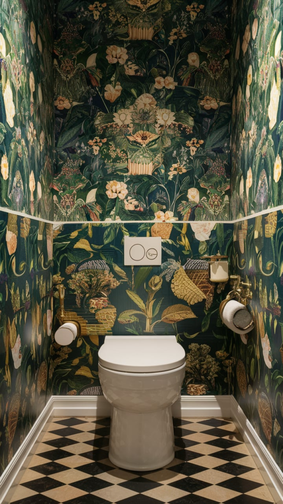 Bold wallpaper in powder room