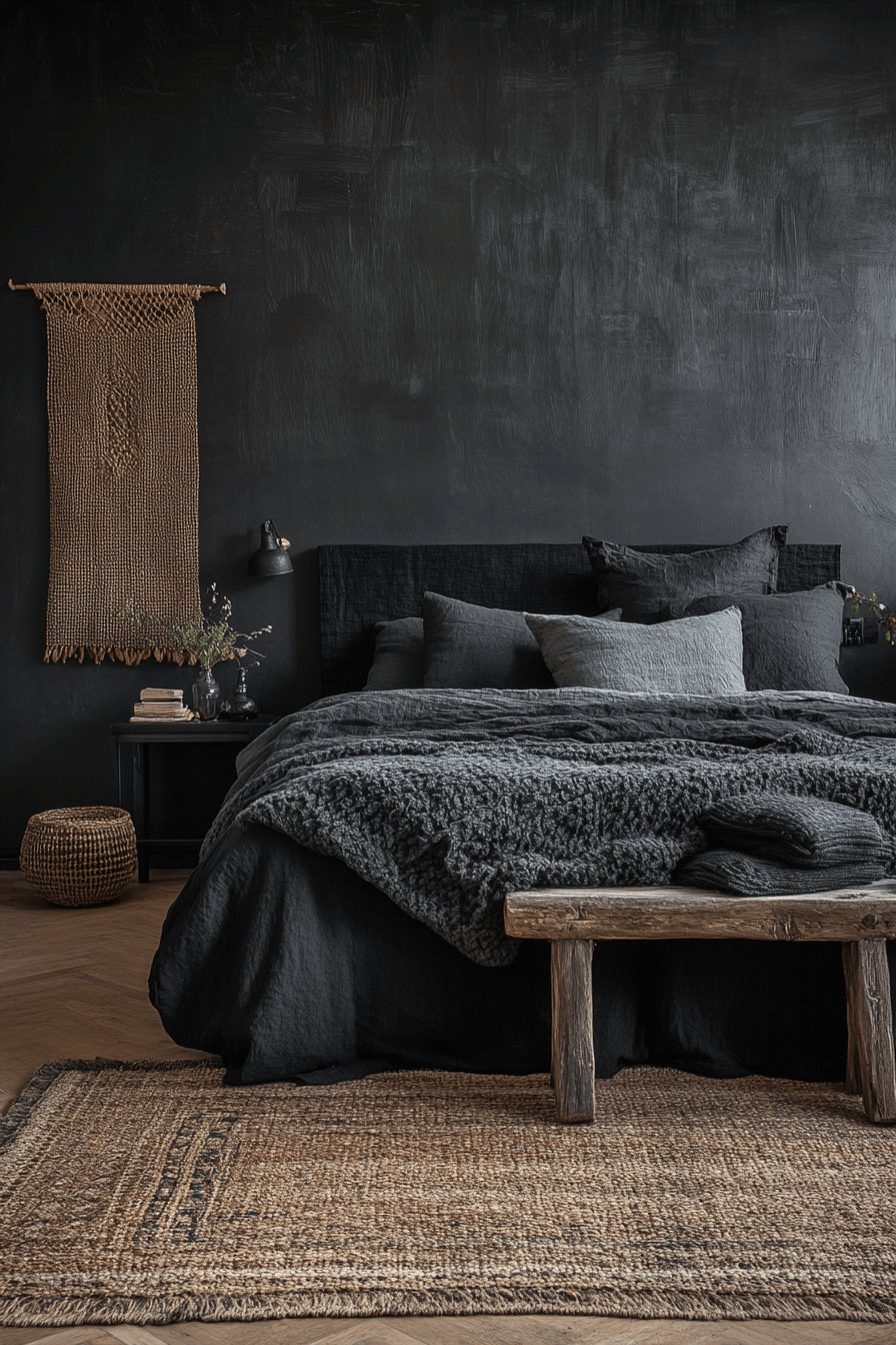 Dark Boho Bedroom with Textured Layers