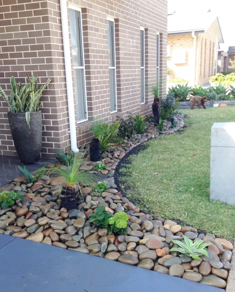 river rock garden border